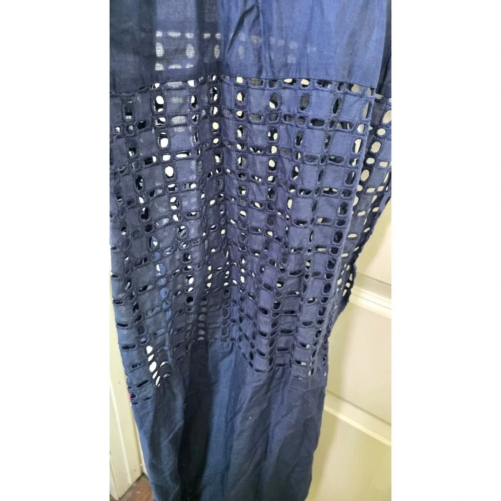 Loft Navy Blue Eyelet Infinity‎ Scarf 100% Cotton Lightweight & Stylish